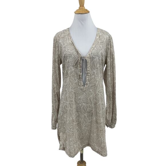 Athleta Tunic Women S Small Latte White Kimssa Viole Beach Cover Up Empire Waist - Picture 1 of 15
